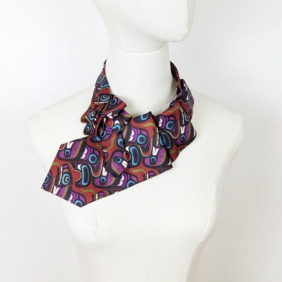 Tribal Art Print Ascot - Women's Tie - Unique Scarf - Necktie Scarf - Picture 4 of 7